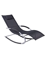 Outsunny Outdoor Rocking Chair, Weather Resist w/ Pillow,