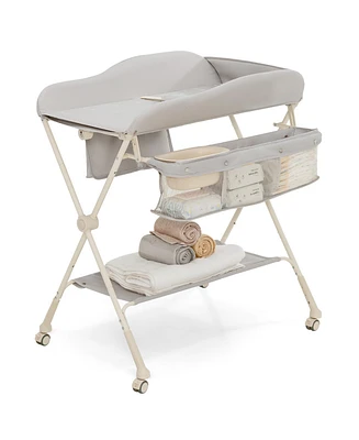 Costway Baby Diaper Changing Table Folding Newborn Nursery Organizer