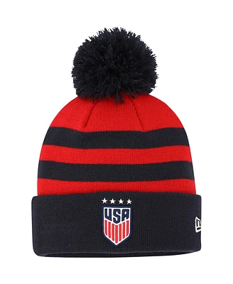 Men's New Era Red Uswnt Team Cuffed Knit Hat with Pom