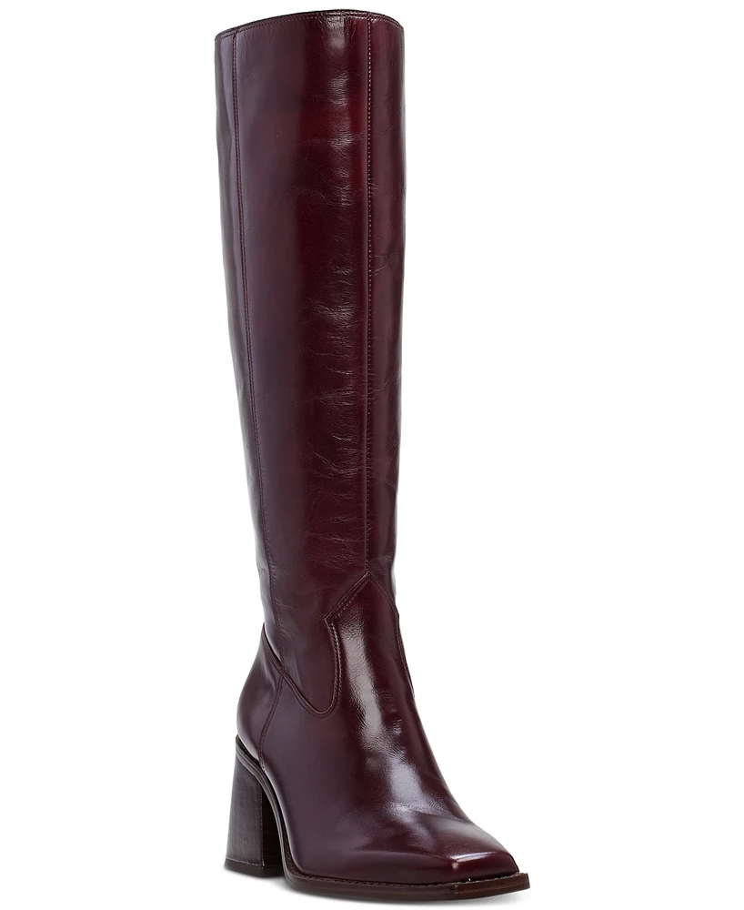 Vince Camuto Womens's Sangeti Snip-Toe Block-Heel Wide-Calf Knee-High Boots