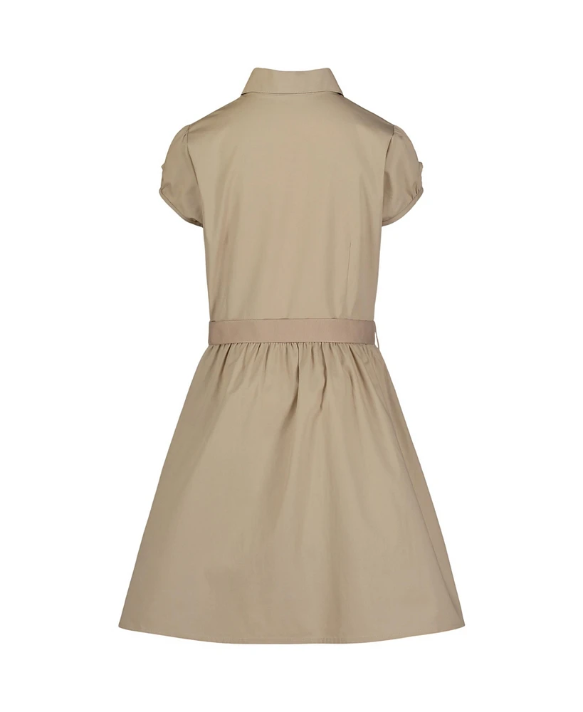 Nautica Big Girls Uniform Belted Poplin Shirt Dress