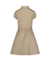 Nautica Big Girls Uniform Belted Poplin Shirt Dress