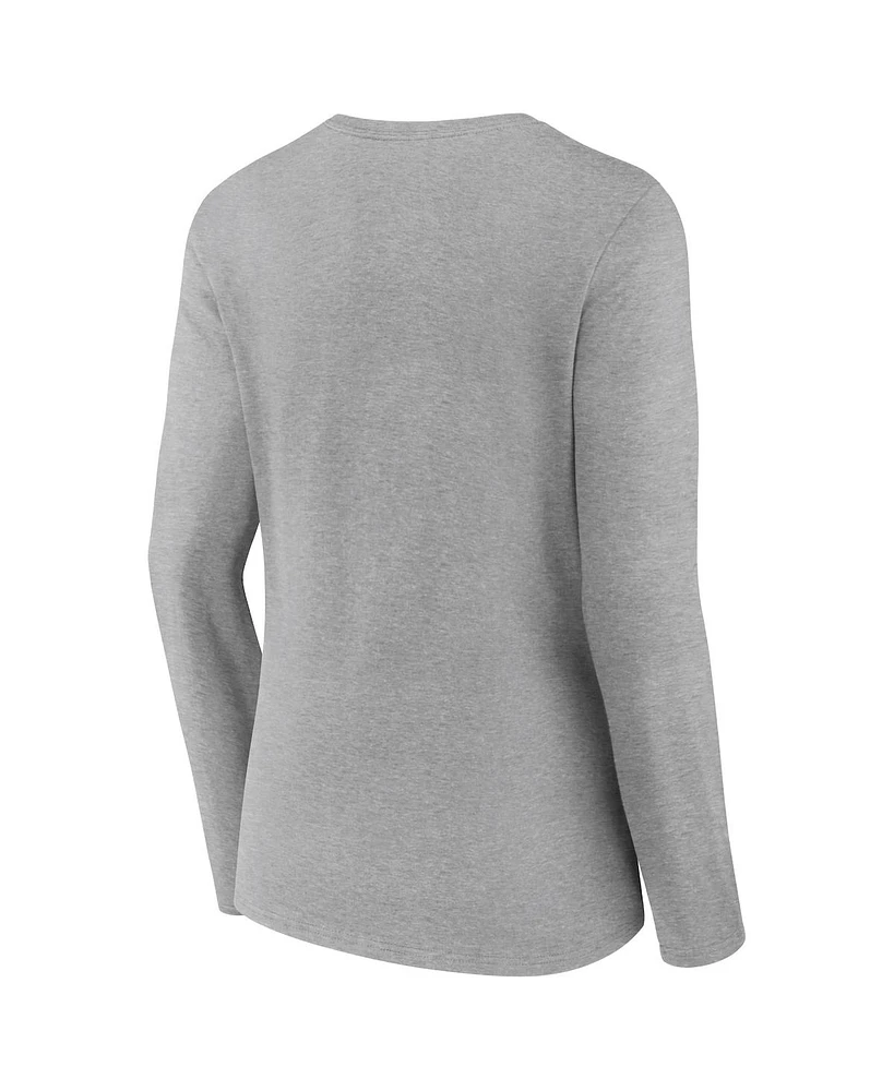 Women's Fanatics Heather Gray Vegas Golden Knights 2023 Stanley Cup Champions Locker Room Long Sleeve V-Neck T-shirt