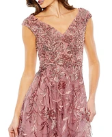 Mac Duggal Women's Sequin Gown with Embellished Hemline and Belt
