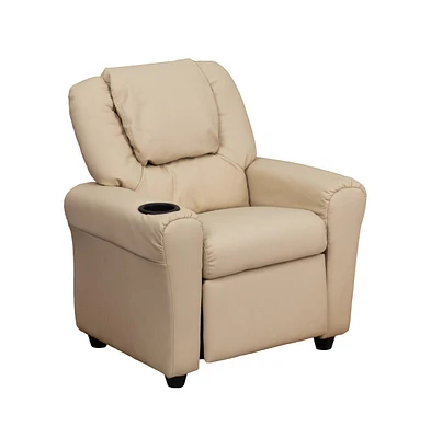 Contemporary Kids Recliner Chair With Cup Holder And Headrest