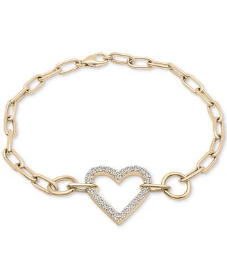 Wrapped in Love Diamond Heart Paperclip Link Bracelet (1/2 ct. t.w.) in 14k Gold, Created for Macy's