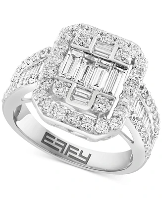 Effy Diamond Emerald Shaped Halo Cluster Engagement Ring (1-7/8 ct. t.w.) in 14k White Gold