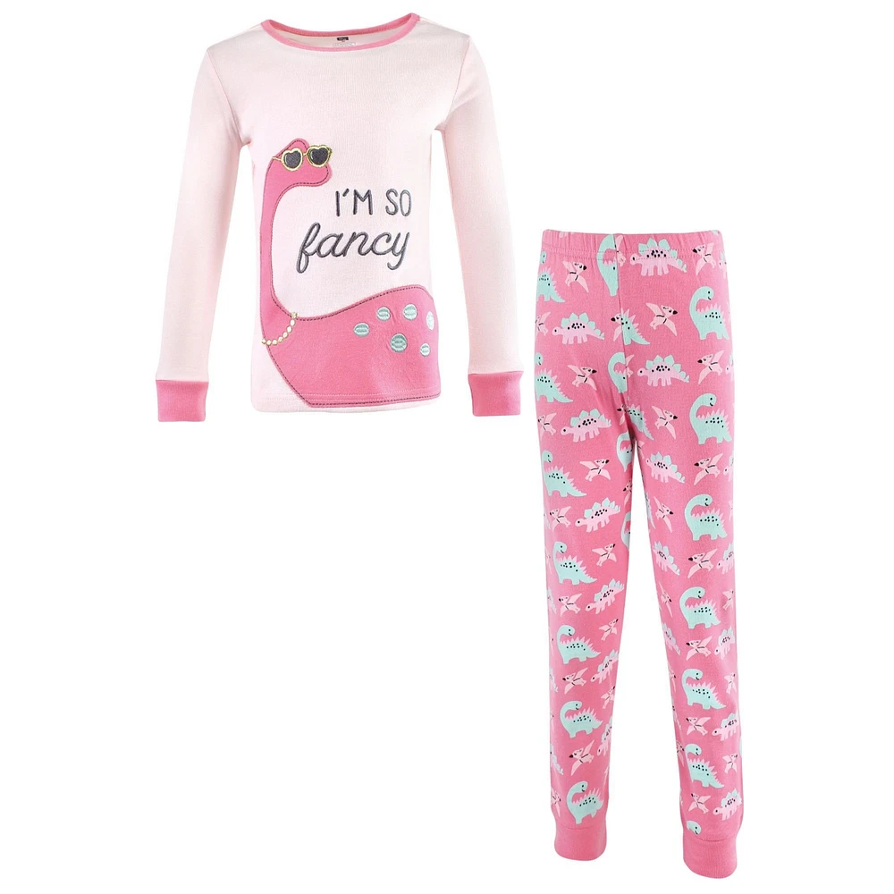 Hudson Baby Big Girls Cotton Pajama Set, Red Truck Bows