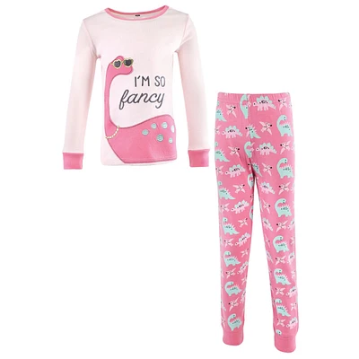 Hudson Baby Big Girls Cotton Pajama Set, Red Truck Bows