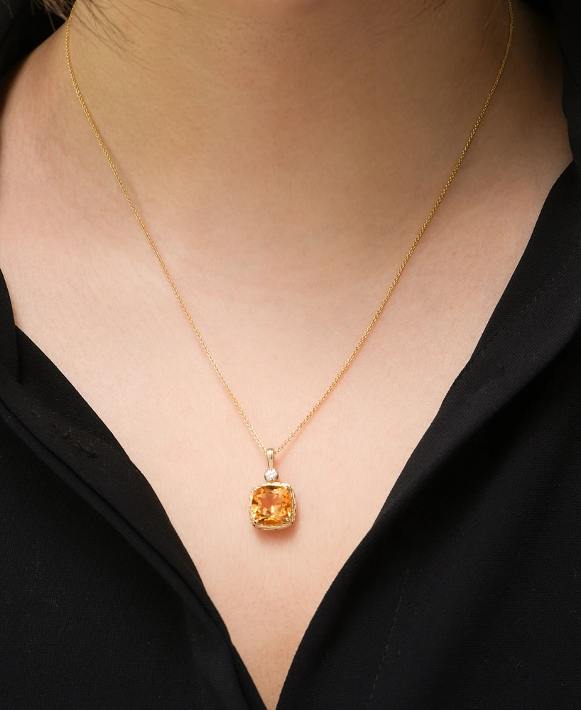 Citrine (2-1/3 ct. t.w.) & Lab-Grown White Sapphire (1/20 ct. t.w.) 18" Pendant Necklace in 14k Gold-Plated Sterling Silver
