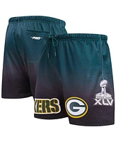 Men's Pro Standard Black, Green Bay Packers Ombre Mesh Shorts