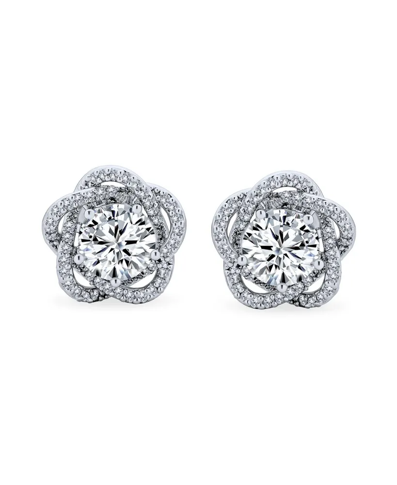 Bling Jewelry Elegant Cubic Zirconia Pave Cz 3D Flower Rose Clip On Earrings Mother Prom Formal Party Non Pierced Ears