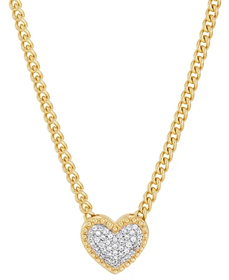 Diamond Pave Heart 18" Pendant Necklace (1/10 ct. t.w.) in 14k Gold-Plated Sterling Silver