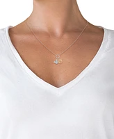 Disney Cubic Zirconia Mickey Mouse & Disney 100 Pendant Necklace 18" in Sterling Silver & 18k Gold-Plate