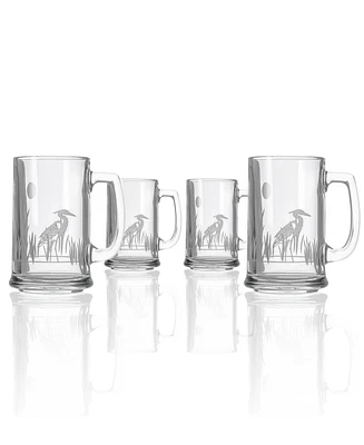 Rolf Glass Heron Beer Mug 15oz- Set of 4 Glasses