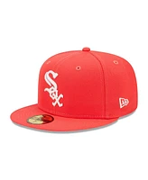 Men's New Era Red Chicago White Sox Lava Highlighter Logo 59FIFTY Fitted Hat