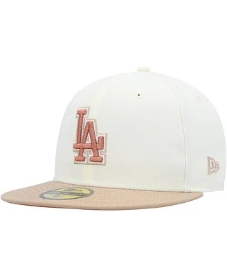 Men's New Era Cream Los Angeles Dodgers Chrome Camel Rust Undervisor 59FIFTY Fitted Hat