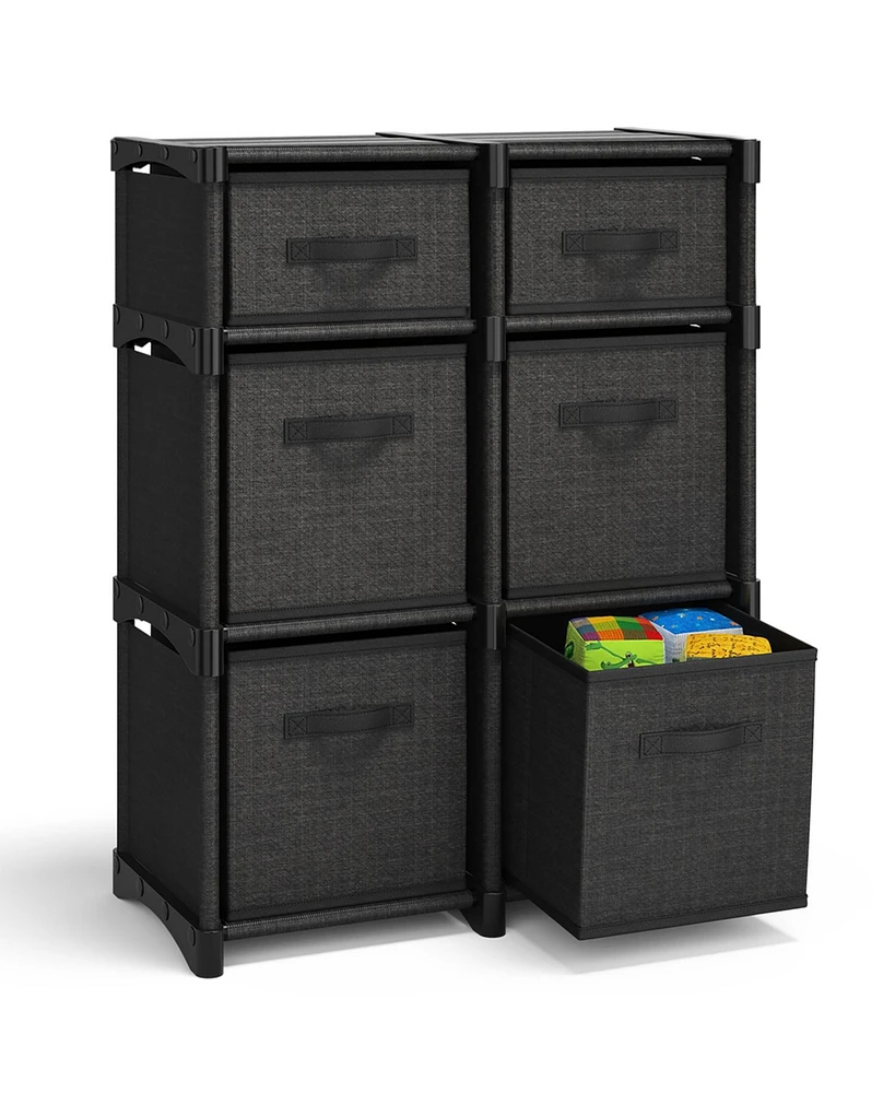 Heavy Duty 6 Cube Storage Organizer with Fabric Bins