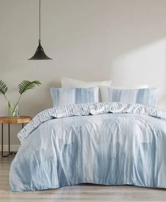 Natori Brush Stroke Oversized Reversible Seersucker Duvet Cover Sets