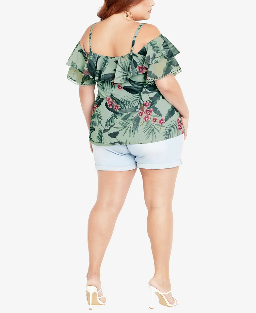 City Chic Plus Phoebe Print Top