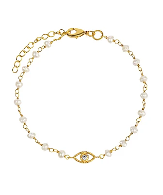 Dreamlike Protection - Pearl Evil Eye Charm Bracelet