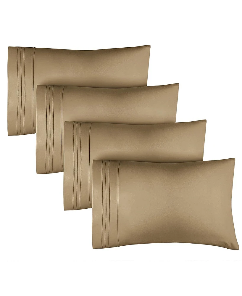 Pillowcase Set of 4 Soft Double Brushed Microfiber