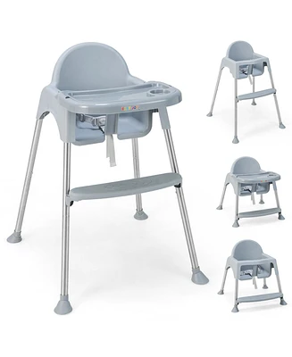 Costway Toddler 4-in-1 Convertible High Chair Feeding with Removable Double Tray& Footrest