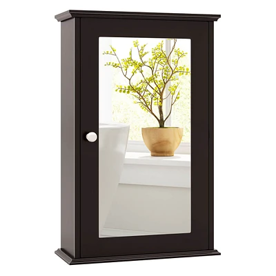 Bathroom Wall Cabinet Single Mirror Door Cupboard Storage Medicine Wood Shelf