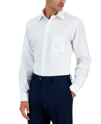 Men's Regular Fit Non-Iron Spread Collar Solid Pinpoint Dress Shirt