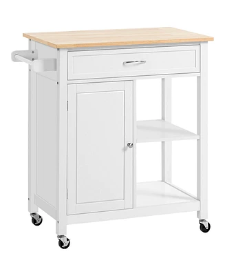 Homcom Wooden Kitchen Serving Storage Cart Serving Cabinet with Shelves