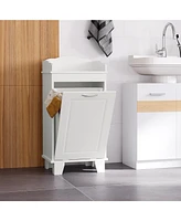 Bathroom Hamper Wood Laundry Tilt Out Basket Storage Bench Furniture cabinet