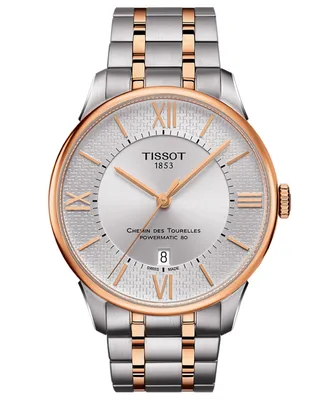 Tissot Men's Swiss Automatic Chemin des Tourelles Powermatic 80 Helvetic Pride Two-Tone Stainless Steel Bracelet Watch 42mm