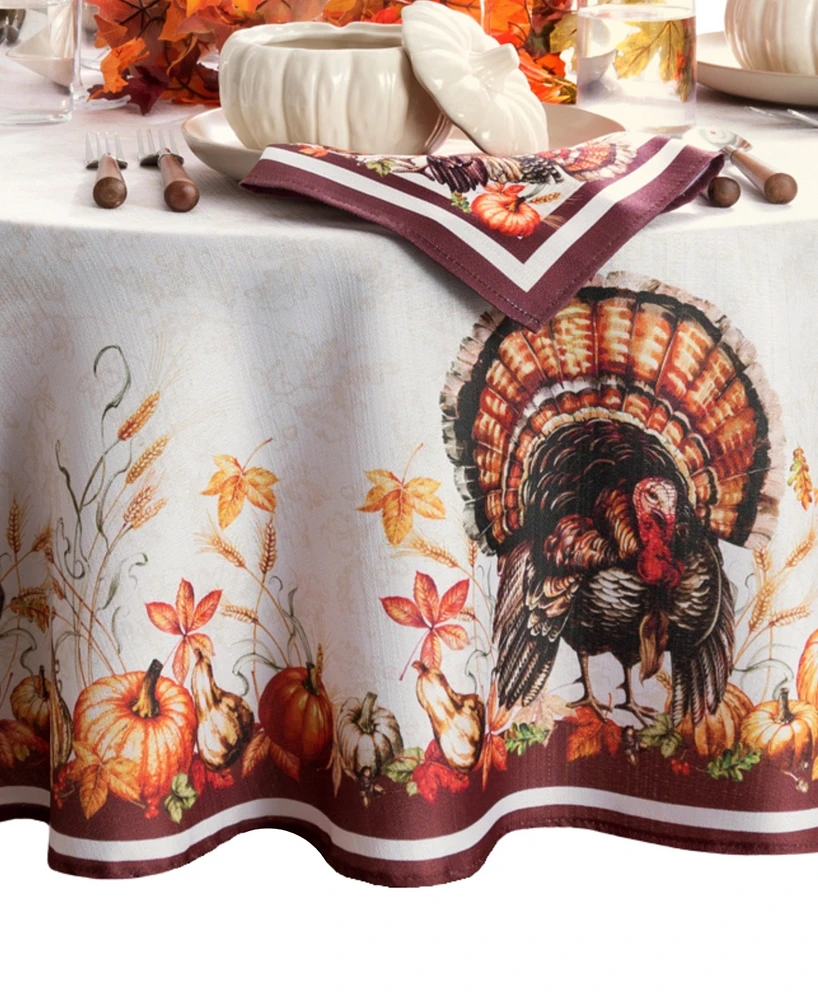 Elrene Autumn Heritage Turkey Engineered Tablecloth, 60" x 84" Oval