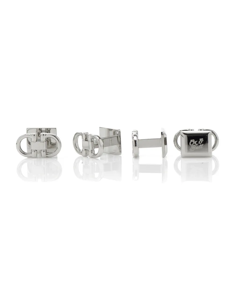 Ox & Bull Trading Co. Men's Horse Bit Stainless Steel Cufflinks and Stud Set, 6 Piece Set