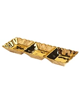 Certified International Gold-Silver Tone Coast 3 Section Tray