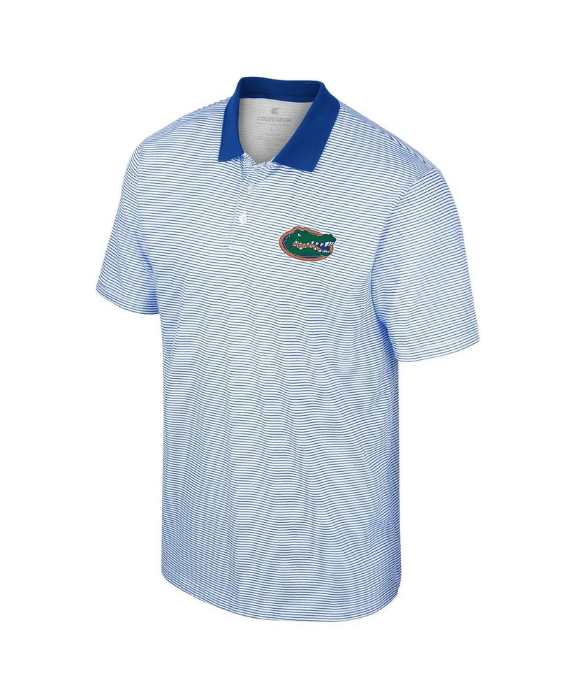 Men's Colosseum White, Royal Florida Gators Print Stripe Polo Shirt