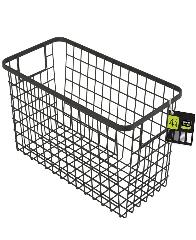 Smart Design Nestable 6" x 12" x 6" Basket Organizer with Handles, Set of 4
