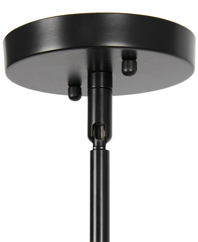 All The Rages 1-Light 9.25" Modern Farmhouse Adjustable Hanging Cylindrical Clear Glass Pendant Fixture with Metal Accents
