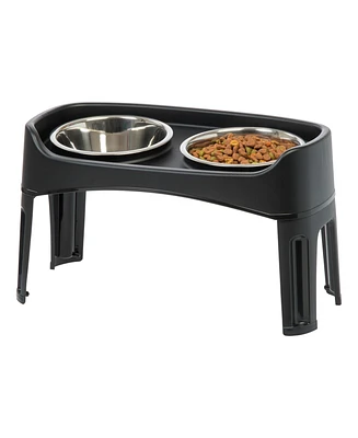 Iris Large Pet Plastic Elevated Feeder, Black