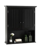 Wall Mount Bathroom Cabinet Wooden Medicine Storage Organizer