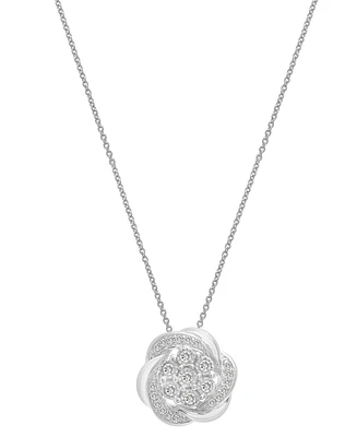 Diamond Flower 18" Pendant Necklace (1/4 ct. t.w.) in Sterling Silver, Created for Macy's