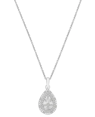 Diamond Teardrop 18" Pendant Necklace (1/4 ct. t.w.) in Sterling Silver, Created for Macy's