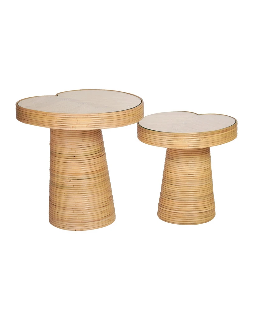 Tov Furniture 22" Rattan Lilypad Shaped Side Table