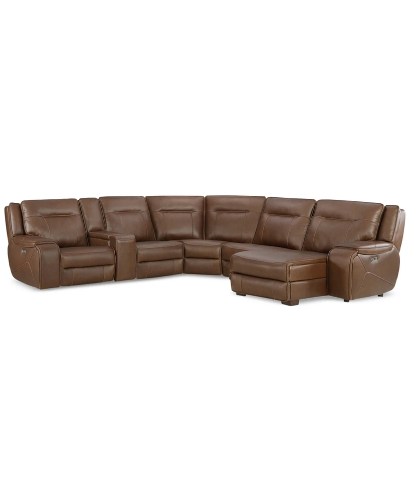 Closeout! Hansley 6-Pc. Zero Gravity Leather Sectional with 2 Power Recliners and Chaise, Created for Macy's
