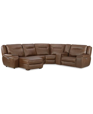 Closeout! Hansley 5-Pc. Zero Gravity Leather Sectional with Power Recliner and Chaise, Created for Macy's