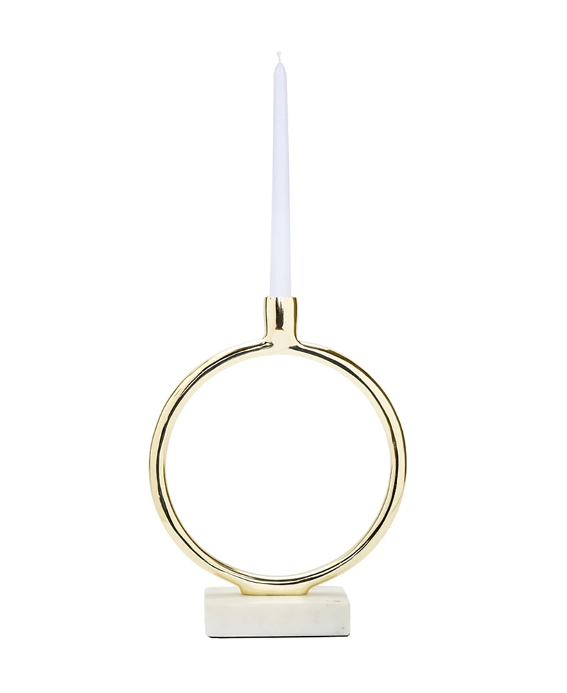 Circular Taper Candle Holder On Marble Base, 11.75" H