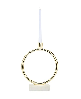 Circular Taper Candle Holder On Marble Base, 11.75" H