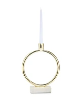 Circular Taper Candle Holder On Marble Base, 11.75" H