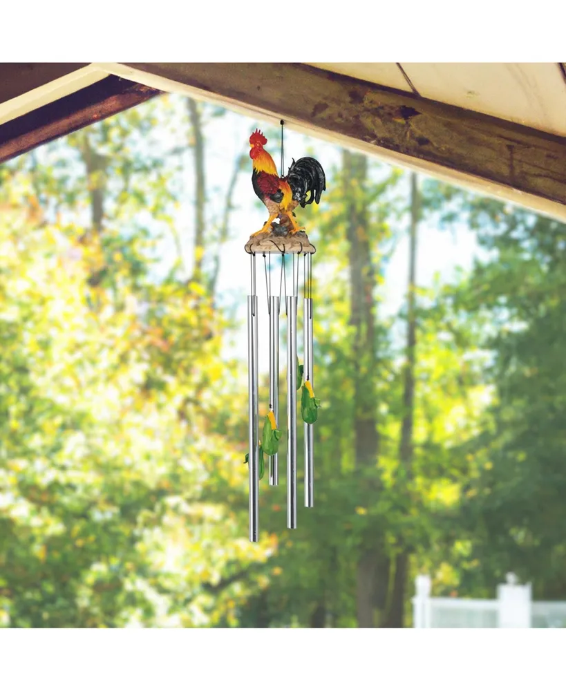 23" Long Rooster with Corn Round Top Wind Chime