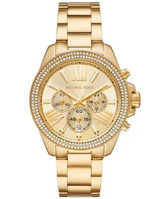 Michael Kors Women's Wren Chronograph Gold-Tone Stainless Steel Watch 42mm